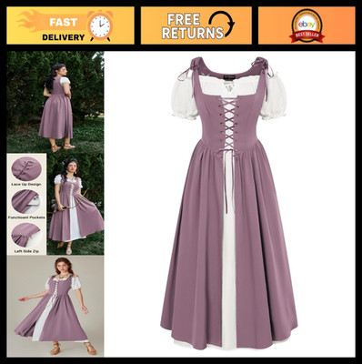 Renaissance Pirate Dress for Women - Medieval Costume with Pockets & Adjustable