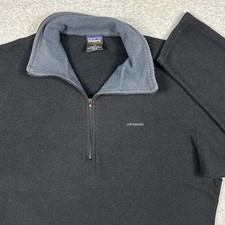 Vintage Patagonia Capilene Pullover Mens Medium 1/4 Zip Black Fleece USA Made