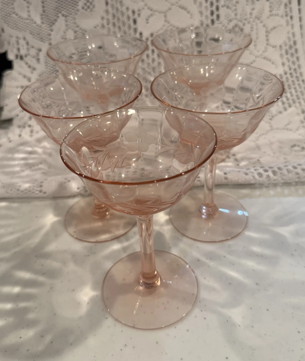 depression glass stemware products for sale | eBay