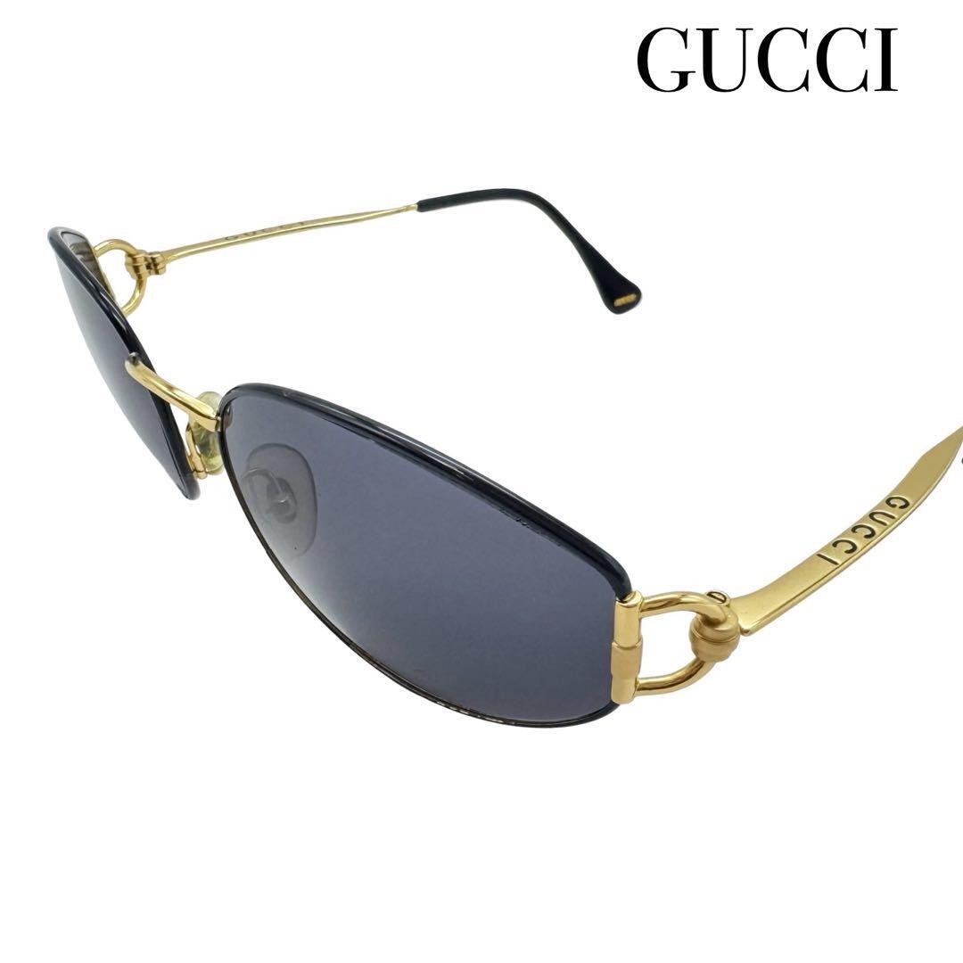 GUCCI GG2600 S Sunglasses Glasses Gold Black Metal Frame Oval MADE IN ITALY Men