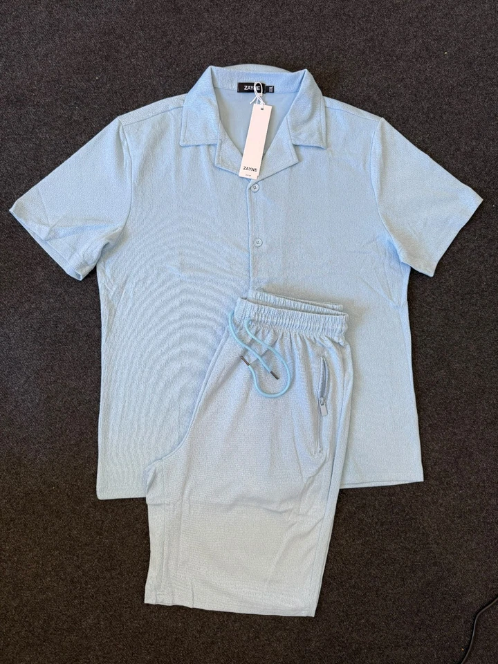 Zayne bleu ciel – Chemise manches courtes + short texturé – Taille M - Photo 2/4