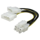 Twin Molex to 6 Pin PCIe Power Cable – 20cm, 18AWG GPU Adapter