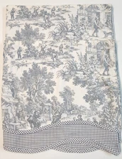 Gray White Toile Cotton Rod Pocket 2 Valances Classic French Country Cottagecore