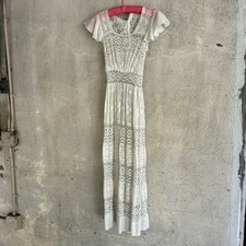 Antique Edwardian White Cotton Lace Dress Eyelet Whitework Embroidery Vintage
