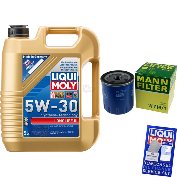 Mann Inspektionspaket 5L Liqui Moly Longlife 5W-30 FüR CitroëN Jumpy 2.0 Hdi 110-image