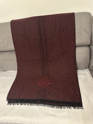 Schal von Versace, 100% Wolle, Bordeaux/Schwarz, Länge 180 cm, Breite 60 cm