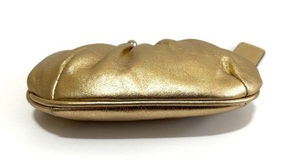 NEW COACH METALLIC GOLD LEATHER FRAMED KISSLOCK HANGING COIN PURSE