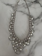 Bridal Statement Necklace With Faux Pearls And Rhinestones