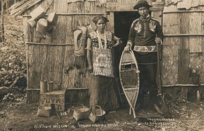 #ad Native American Norther Wisconsin Indian amp; His Bride RPPC Photo Postcard COPY $4.95