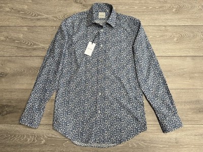 PAUL SMITH LIBERTY STOFFHEMD FEDERFELDER LANGARM BAUMWOLLE HERREN 15,5 