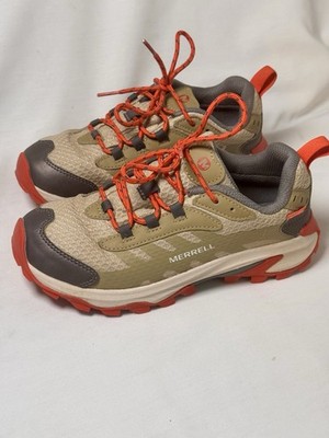 Merrell Kids' Sz 4 Moab Speed 2 Low Waterproof Hiking Shoes Sneakers Tan Orange