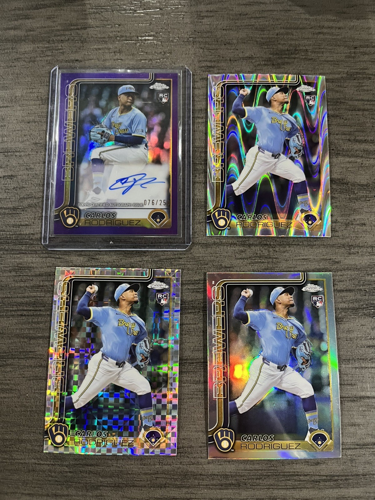 2025 Topps Chrome Carlos Rodriguez Lot #RA-CR RC Autograph Purple Refractor /250