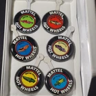 Lot of 6 1967 Vintage Hot Wheels Redline Tin Buttons - 5 Notched - Deora Cougar
