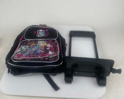 Brand New Monster High Black  School Detachable Rolling Bag Backpack 16''