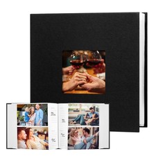 Photo Album 4x6 240 Photos with Writing Space Leather Cover with Front Window...