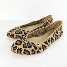 Skechers 8 Leopard Cleo Claw-Some Fabric Vegan Pointed Toe Womens Ballet Flats