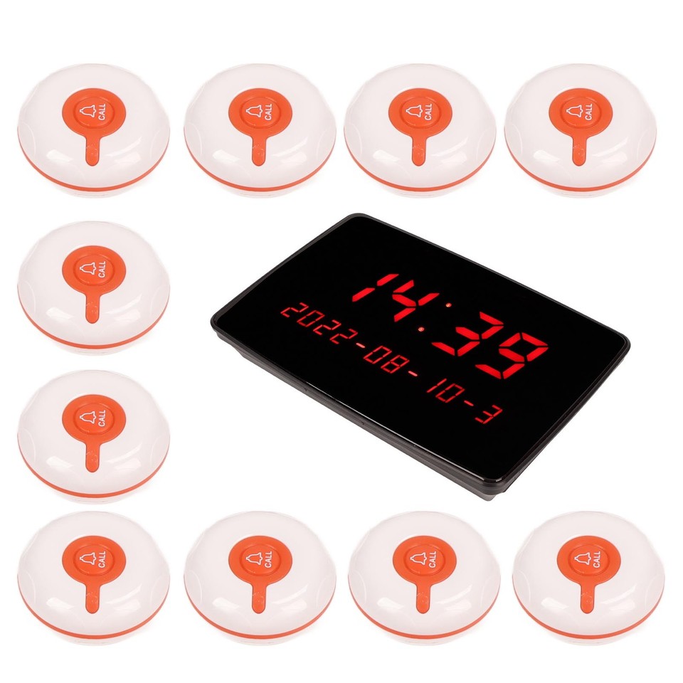 Wireless Calling System 10Pcs Waterproof Call Buttons 1 Display ...