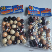 Mixed Lot of 150 Wood Beads Brown Beige Red Cream Tan NIB 2 packs 