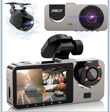 iiwey T2 3 Channel Dash Cam Full HD 1080P Front  Rear Inside 2.5" Screen A2
