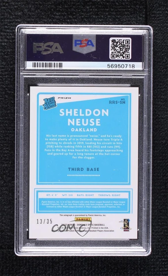 2020 Donruss Optic Teal Velocity Prizm /35 Sheldon Neuse PSA 10 GEM MT Auto RC - Image 2 of 2