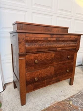 American Empire Flame Mahogany Step Back Chest of Drawers Circa 1800s