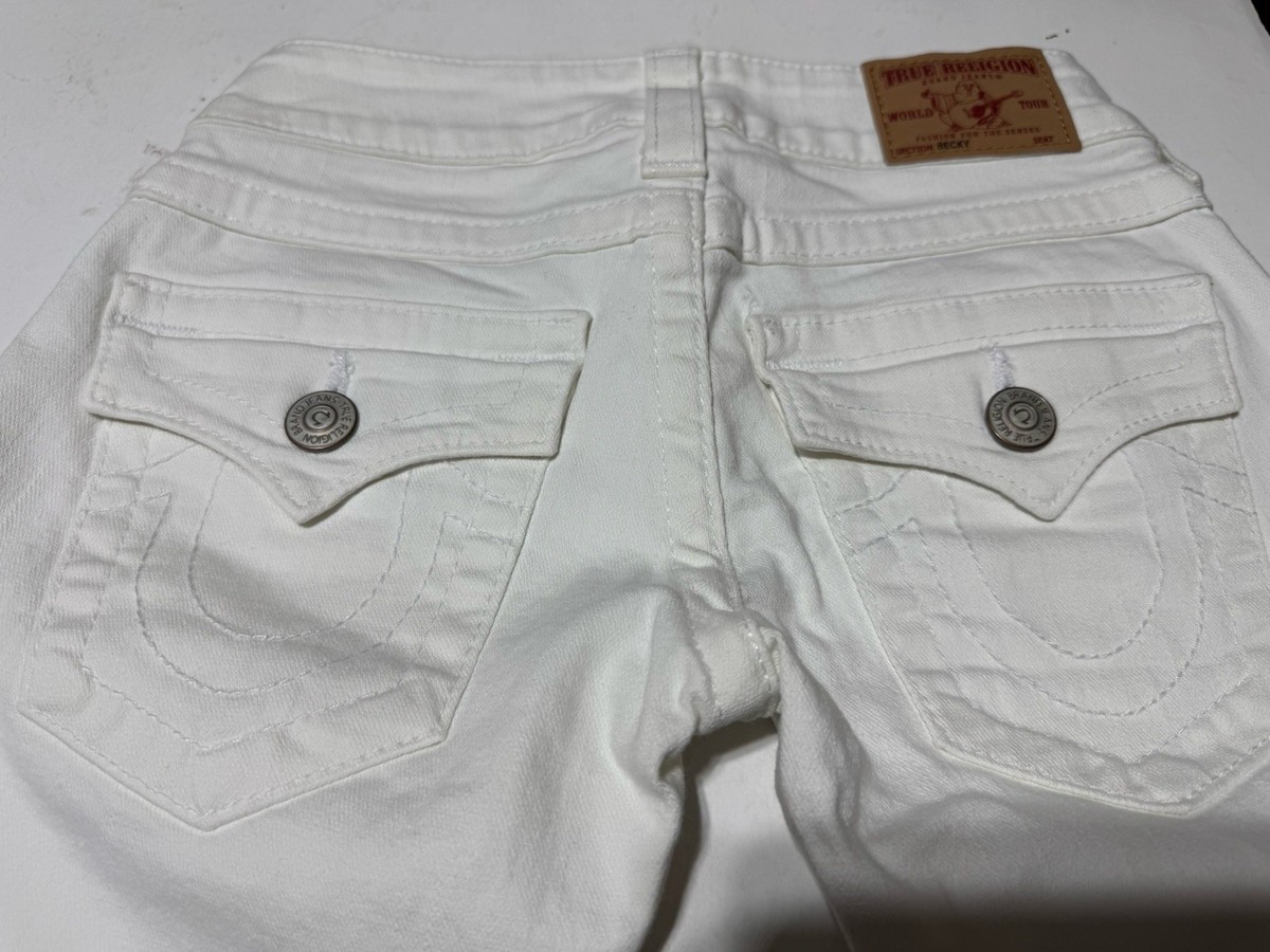 NEW $196 True Religion Brand Jeans Women Becky White Lowrise