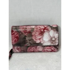 NWOT Mundi Big Fat Wallet Wristlet Oil Painting Floral Zip Around RFID Safe