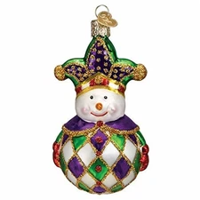 Old World Christmas Glass Blown Ornament for Christmas Tree, Harlequin Snowman