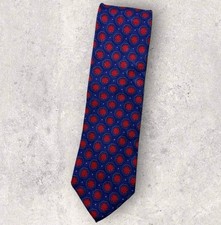 ERMENEGILDO ZEGNA Silk Tie ITALY Blue Red Geometric Floral W:3.7" EUC