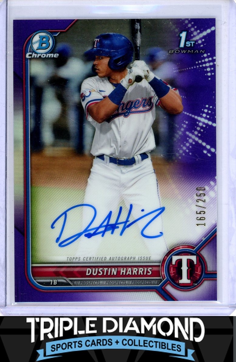 2022 Bowman Chrome 1st Dustin Harris Prospect Auto Purple Refr #165/250 E342