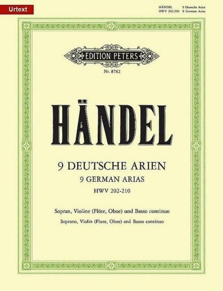 9 Deutsche Arien Hwv 202-210 / Urtext Georg Friedrich HäNdel-image