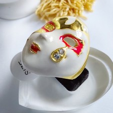 Pierrot Mask Cocktail Ring Clear Crystal Gold Tone Metal Alloy 16g UK Size Q 1/2