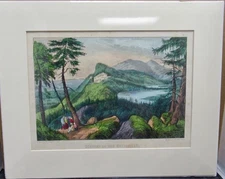 SCENERY OF THE CATSKILLS CURRIER IVES HAND COLORED LITHOGRAPH GREAT COLOR