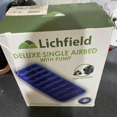 Lichfield Deluxe Single Luftbett mit Pumpe einmal benutzt meine Frau hat Camping nicht genossen