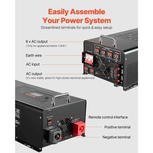 6000W Pure Sine Wave Inverter Charger DC 24V to AC 120V Power Inverter - Picture 6 of 12