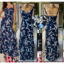 Lulus Stunning Sweetness Navy Blue Floral Burnout Maxi Dress Size XL