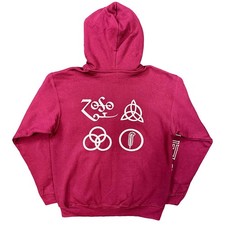 Led Zeppelin Hoodie Symbols Band Logo new Official Mens Maroon Red Zipped