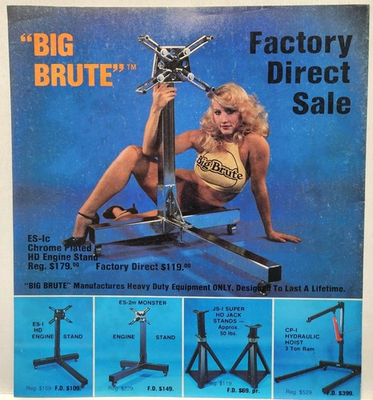 #ad 1980 Big Brute Engine Stand Hot Sexy Blond Girl Original Print Ad Car Craft Mag $29.99