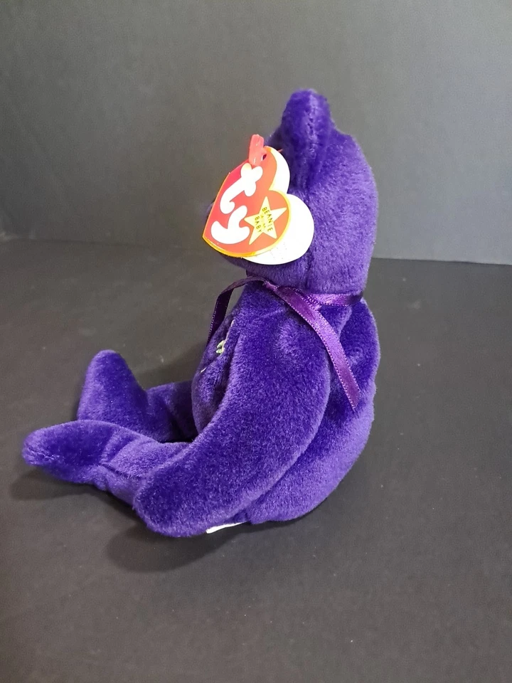 罕见第 1 版 Ty 豆豆娃戴安娜熊公主 1997 年带 PVC PELLETS 罕见 — 第 3/4 张图片