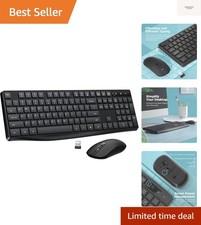 Wireless Keyboard and Mouse Combo, 2.4G Full-Sized Ergonomic Keyboard Mouse, ...