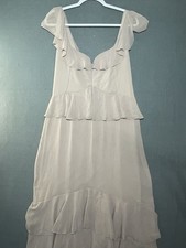 Show Me Your Mumu Weddings Dress XXL Taupe Ruffle Tiered Midi Bridesmaid Boho