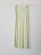 Rixo Chartreuse Green Paisley Print Kelly Slip Skirt SZ UK 14 BNWT