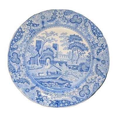 Antique Original c. 1816 Spode Transfer Plate Blue Italian ~ 200+ Years Old ~C