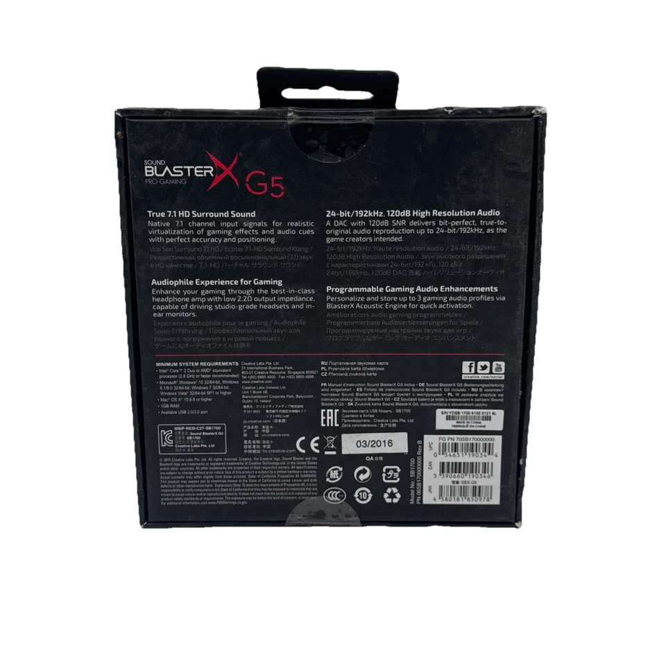 Creative Sound BlasterX G5 Pro Gaming 7.1 HD Headphone Amplifier External Audio. - Image 3 of 4
