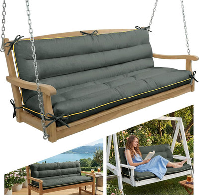 Outdoor Swing Cushion with Backrest, Memory Foam, 60x40 Inch, Gray