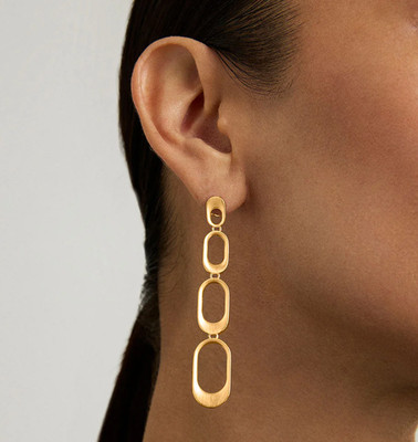 Dean Davidson Bleecker Statement Drop Earrings   Brushed 18KT Gold   2.64''