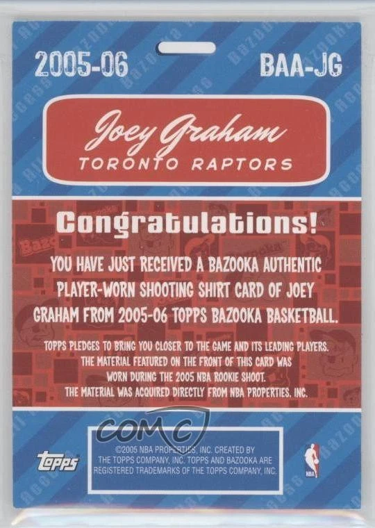 2005-06 Topps Bazooka All Access Joey Graham #BAA-JG Rookie RC - Image 2 of 2