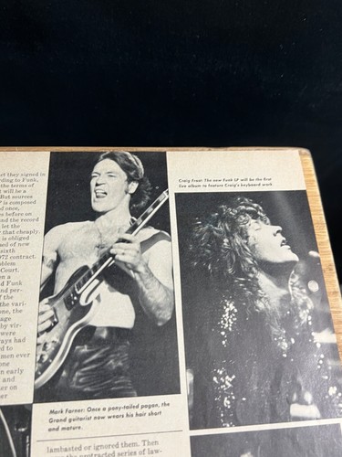 1975 Vintage 3PG Print ARTIKEL/FOTOS ON ROCK BAND GRAND FUNK RAILROAD "LIVE 75" - Bild 2 von 4