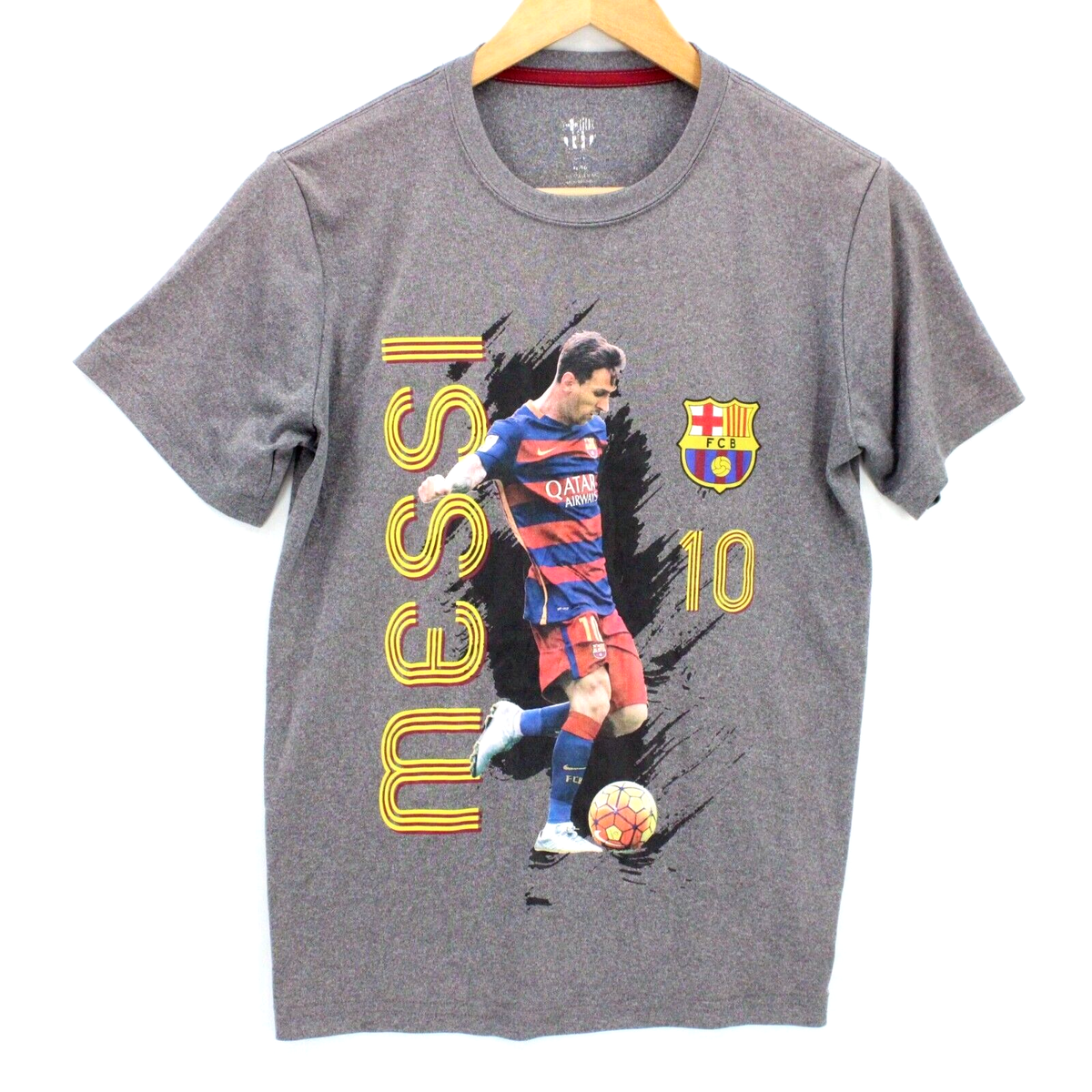 FC Barcelona Shirt Kids Youth Gray Short Sleeve Messi #10 Soccer