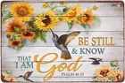 Metal Sign Sunflower and Hummingbirds Tin Sign Vintage Wall Decoration Home